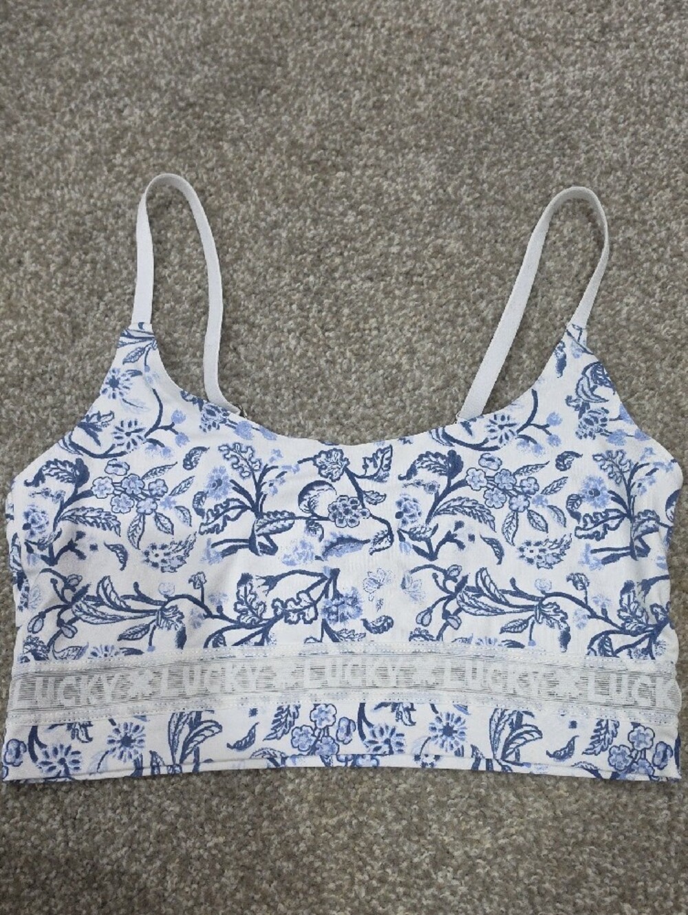 Lucky Brand White and Blue Girls Floral Bralette - Picture 4 of 6